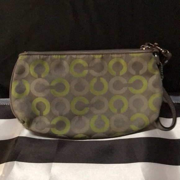 Coach signature gray and light green wristlet - Picture 2 of 5